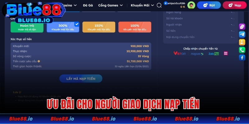 Ưu đãi cho người giao dịch nạp tiền