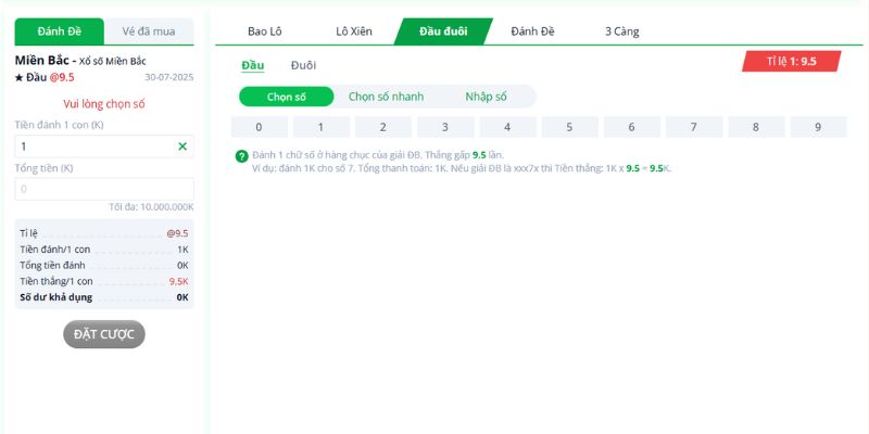 Đánh Đầu đuôi dễ chơi dễ trúng thưởng